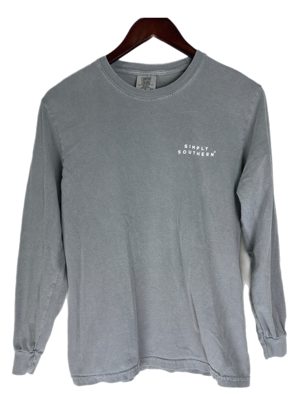 Simply Southern Deck the Halls Christmas SUV Long Sleeve Shirt Gray Small S